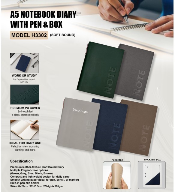 A5 Notebook Diary With Pen & Box